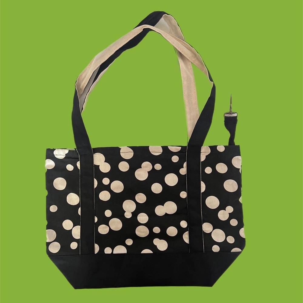 Black and White Polka Dot Canvas Tote Bag